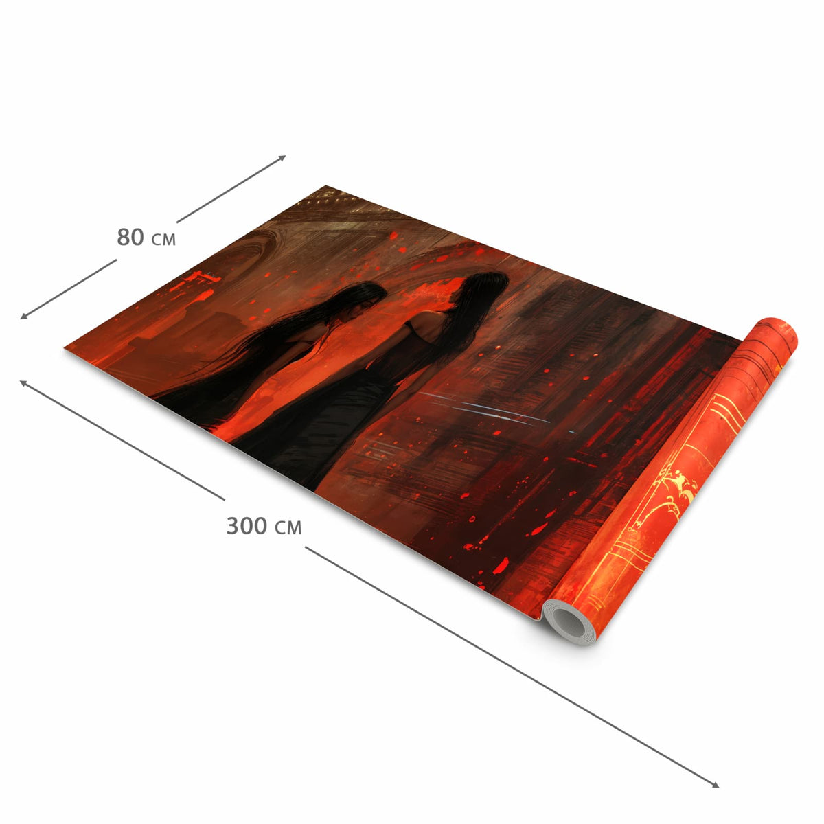 Geruchsneutraler langer Teppich Flur mit Motiv Feuerpalast in der Grösse 80x300 cm