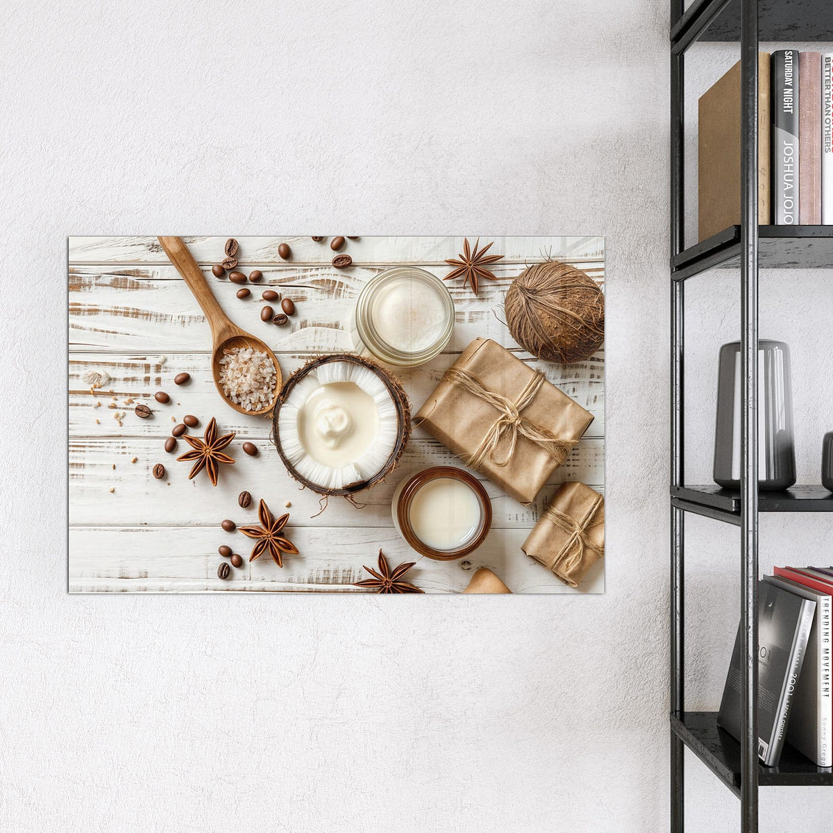 Magnettafel - Kokosnuss und Kaffee – Kokosnuss mit Kaffeebohnen und Anis