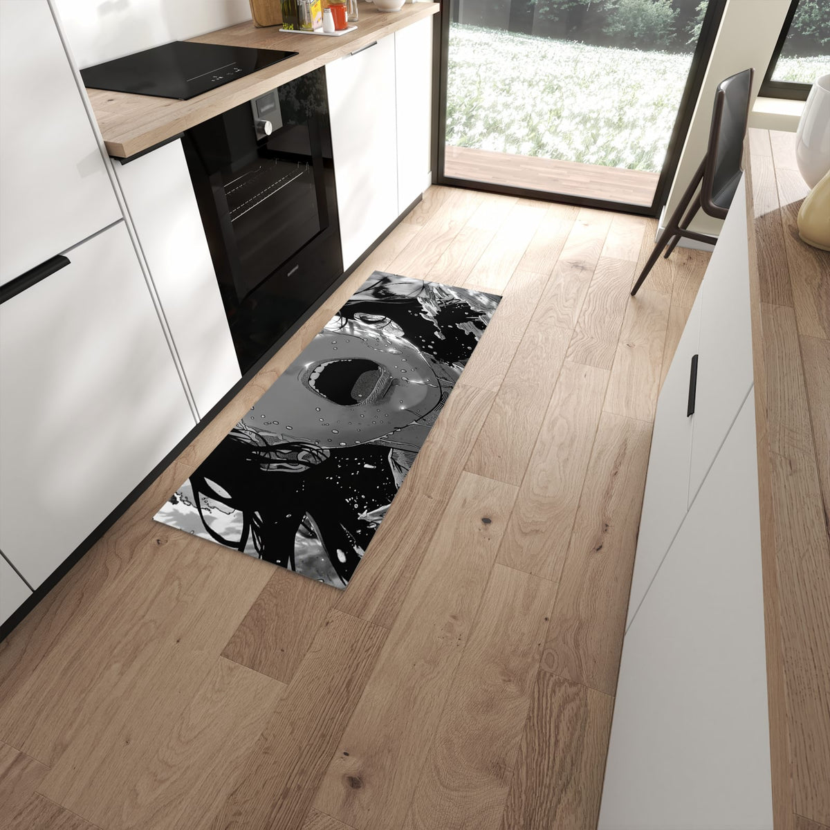 UV-beständiger waschbarer Teppich für Esstisch mit Motiv Schreiender Ausdruck in moderner Küche #grösse_60 x 150 cm