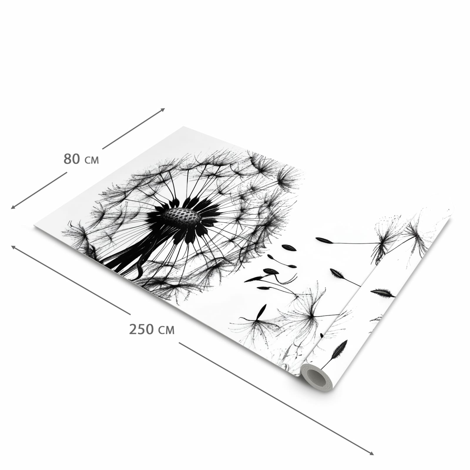 Flacher Küchenläufer mit Motiv Pusteblume in der Grösse 80x250 cm für lange Flure