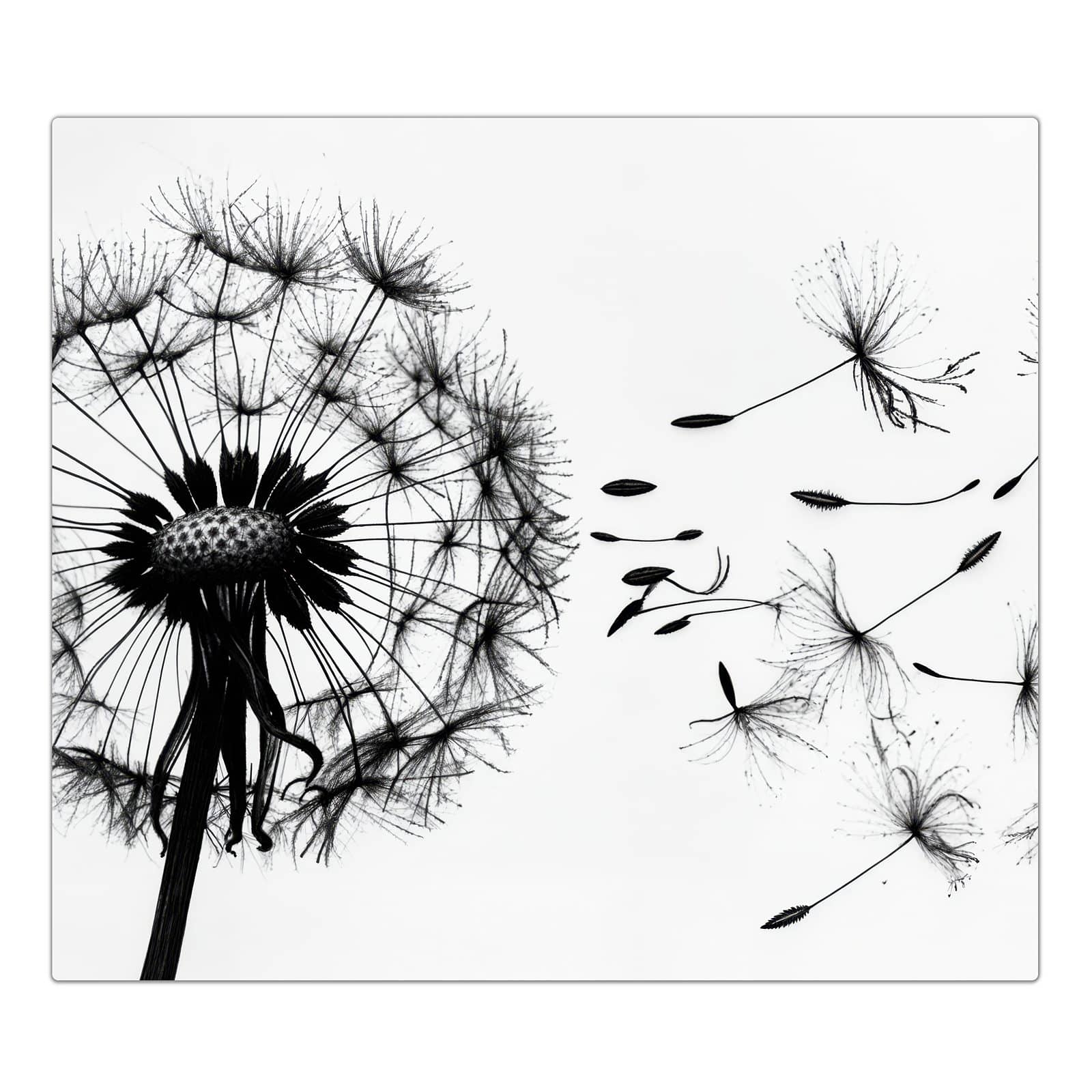 1-teilige Glasplatte für Herd mit Pusteblume-Motiv in der Frontansicht #grösse_1-Teilig (60x52cm)