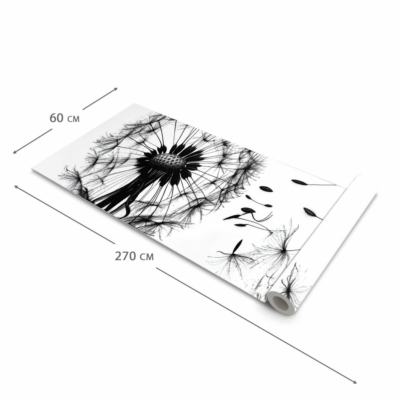 Fleckenresistenter Küchenläufer mit Motiv Pusteblume in der Grösse 80x250 cm