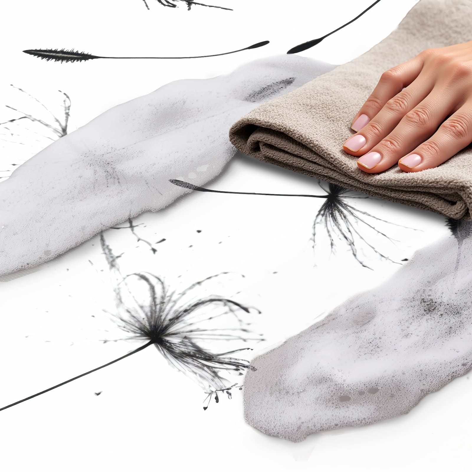 Bodenschonender rutschfester Küchenteppich mit Motiv Pusteblume, einfach zu reinigen