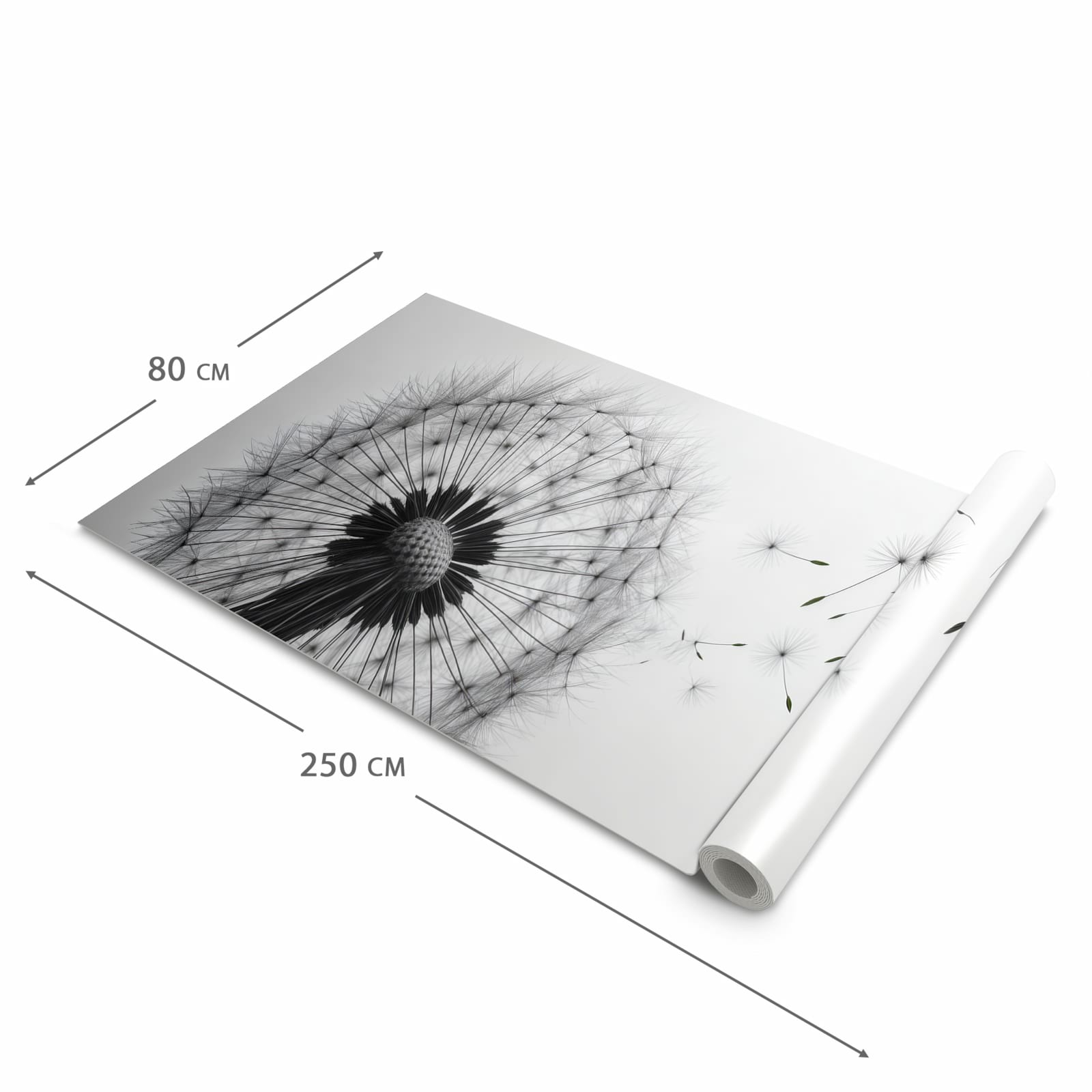 Farbbeständiger Küchenteppich mit Motiv Pusteblume im Wind in der Grösse 80x250 cm