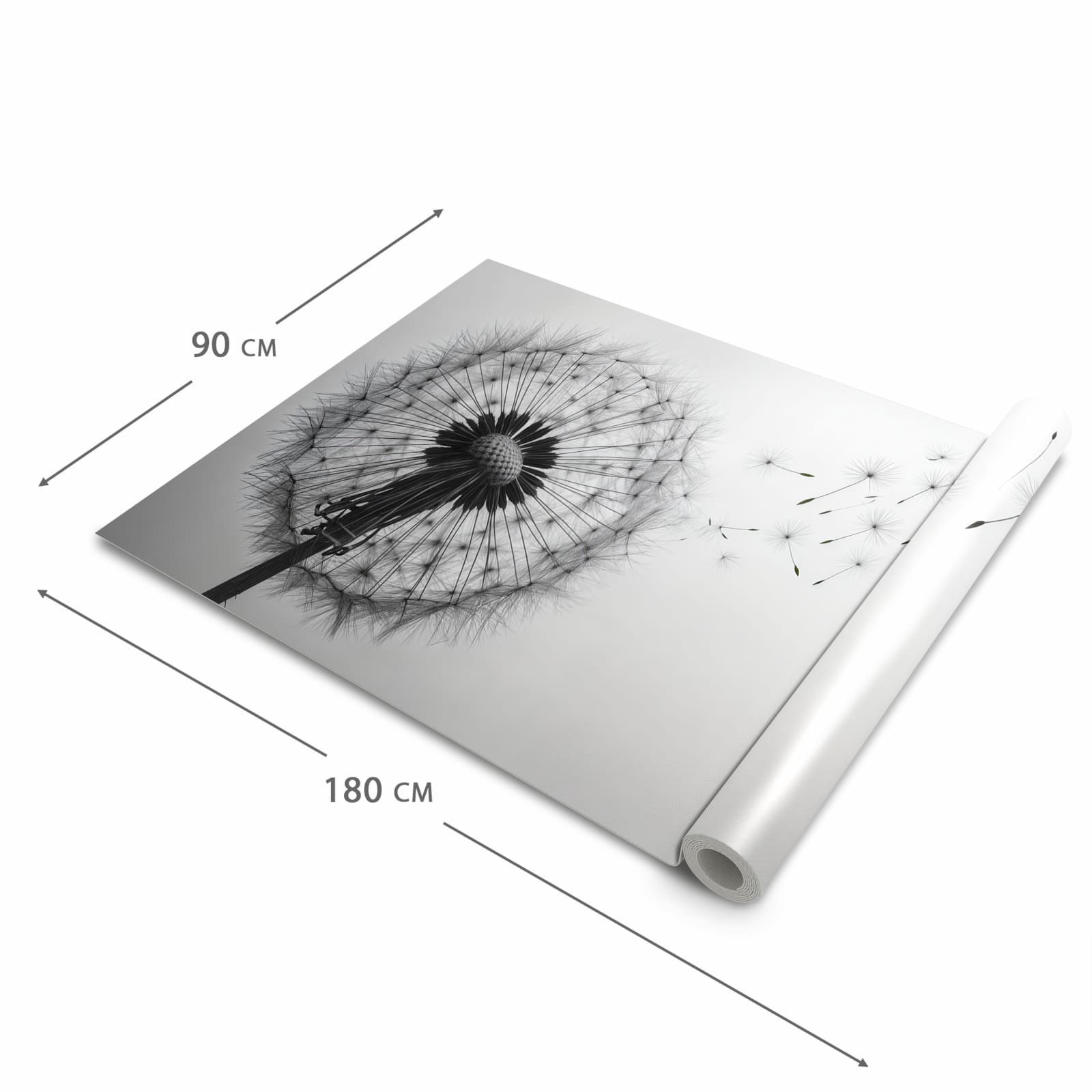 Zeitsparender Küchenläufer mit Motiv Pusteblume im Wind in der Grösse 80x250 cm