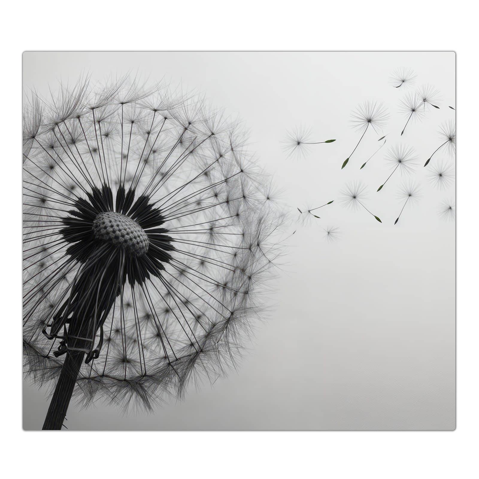 1-teilige Kochfeldabdeckung mit Pusteblume im Wind-Motiv in der Frontansicht #grösse_1-Teilig (60x52cm)