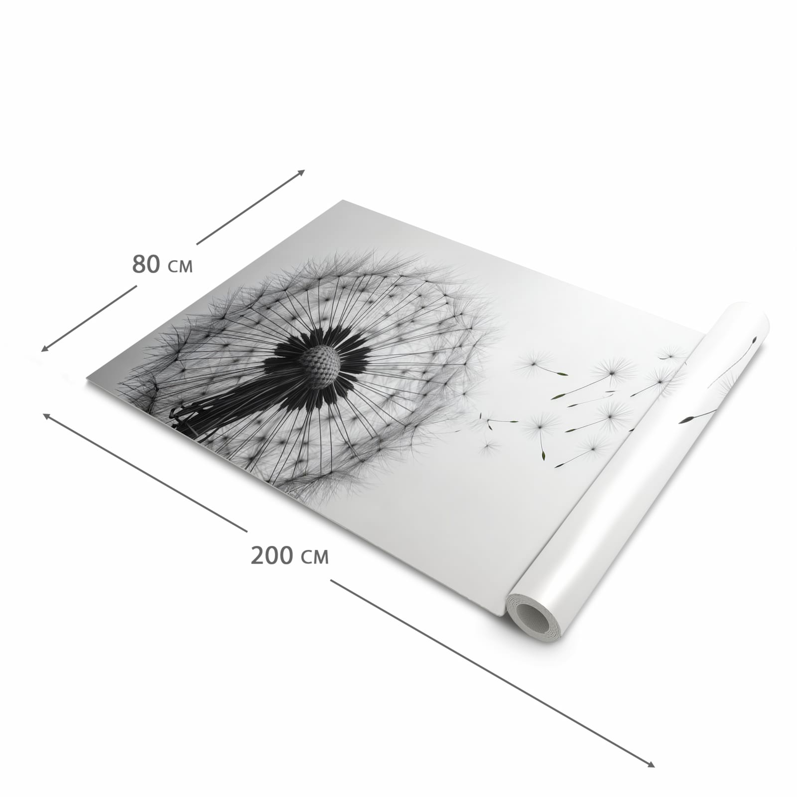 Bodenschonender Küchenteppich mit Motiv Pusteblume im Wind in der Grösse 80x250 cm