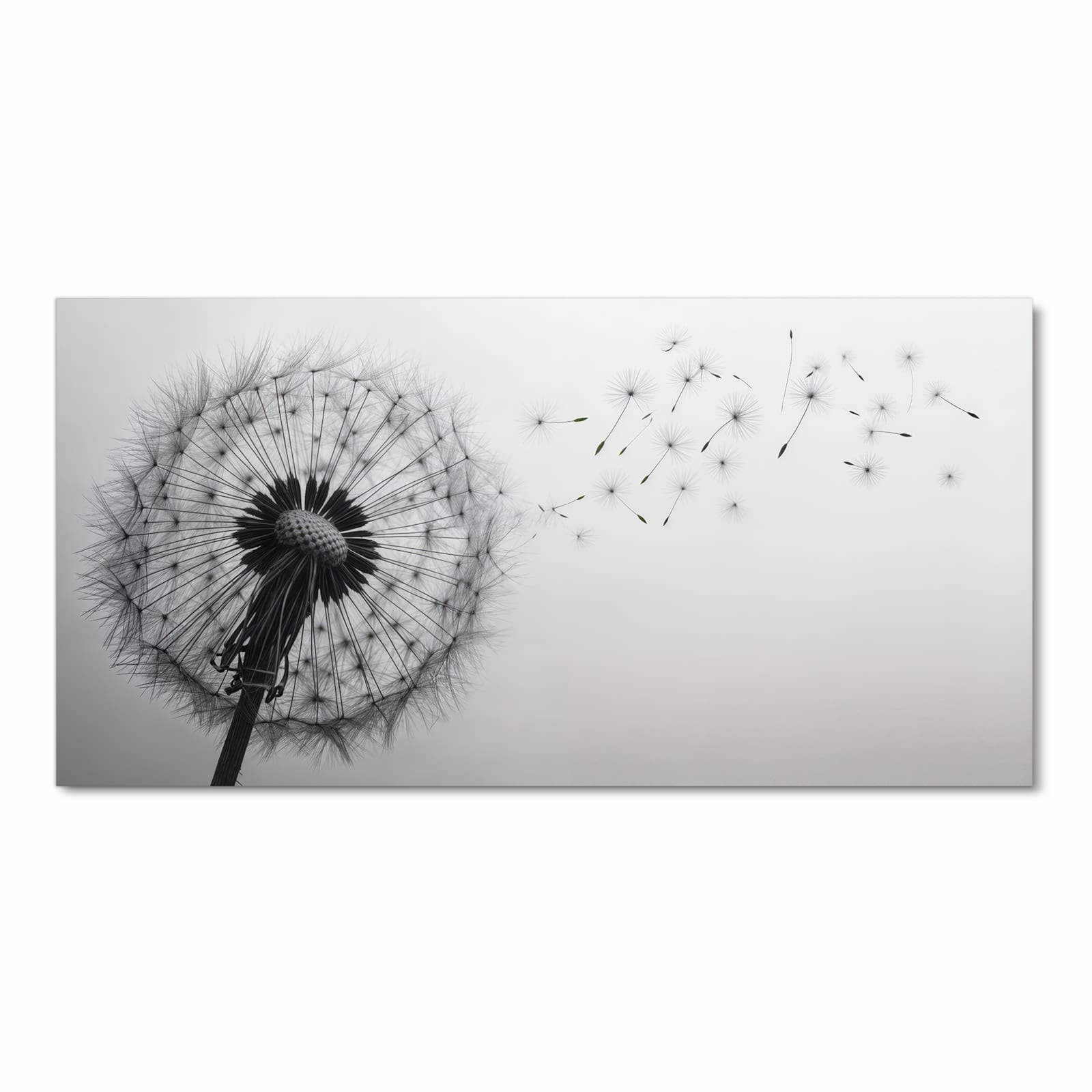 Waschbarer Küchenläufer mit Motiv Pusteblume im Wind in Frontansicht