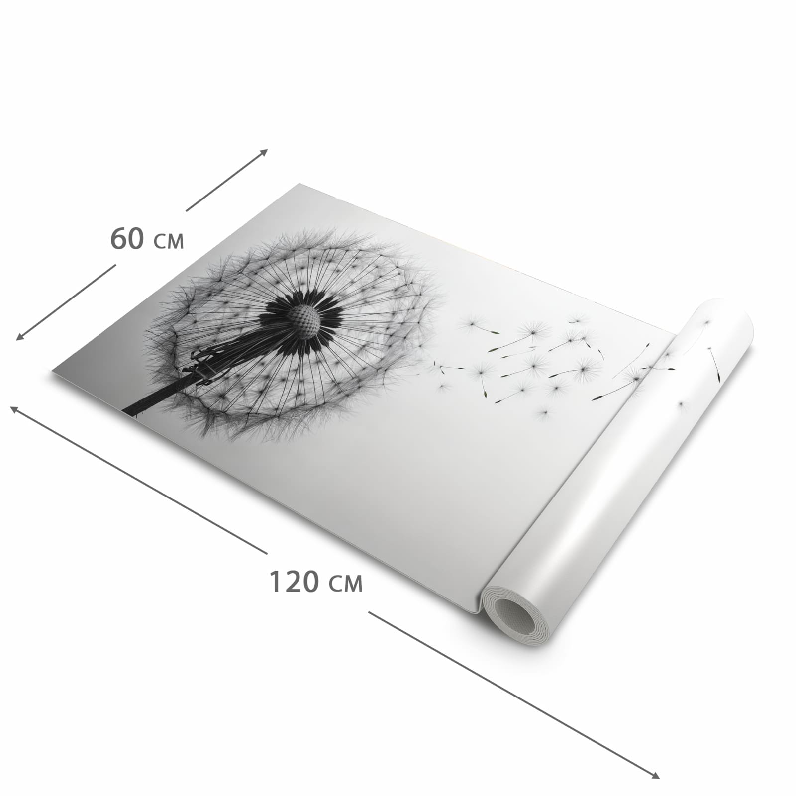 Strapazierfähiger abwaschbarer Küchenläufer mit Motiv Pusteblume im Wind in der Größe 80x200 cm