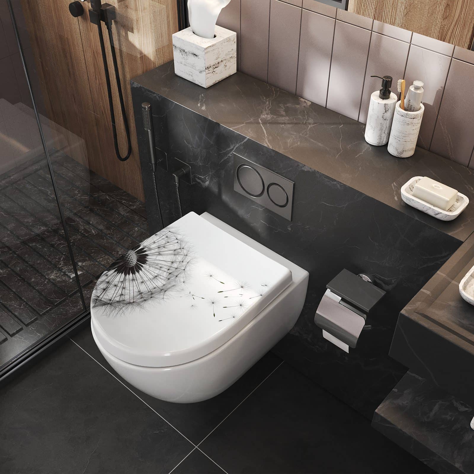 WC-Sitz mit Absenkautomatik Pusteblume im Wind