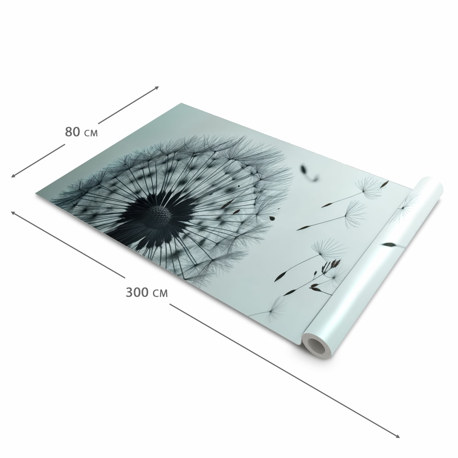 Pflegeleichter Küchenläufer nach Maß mit Motiv In Wind Pusteblume in der Größe 80x200 cm