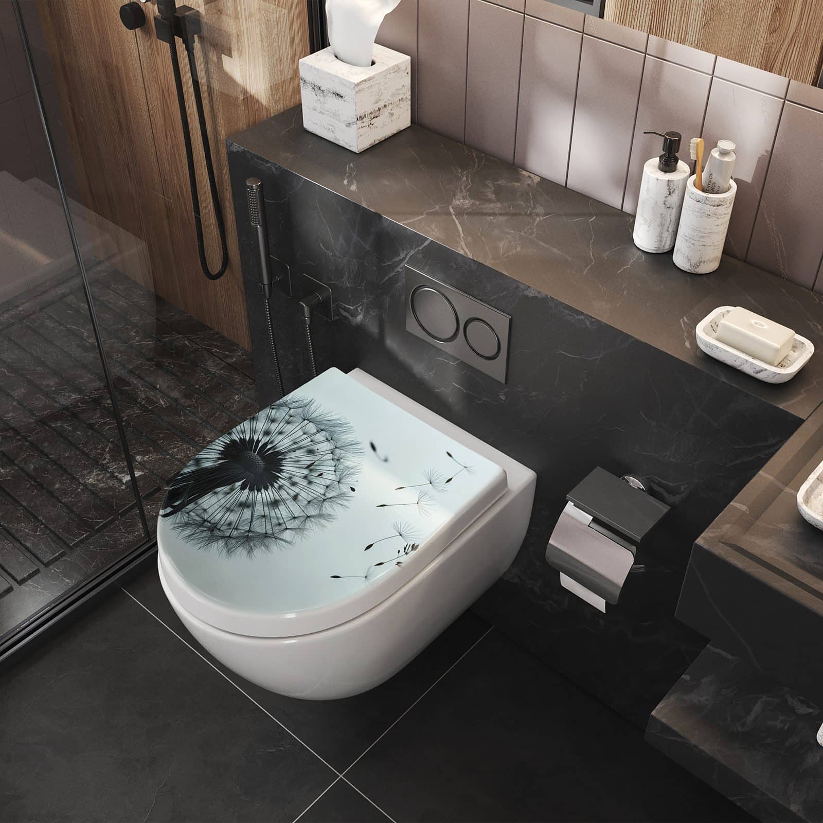 WC-Sitz mit Absenkautomatik In Wind Pusteblume