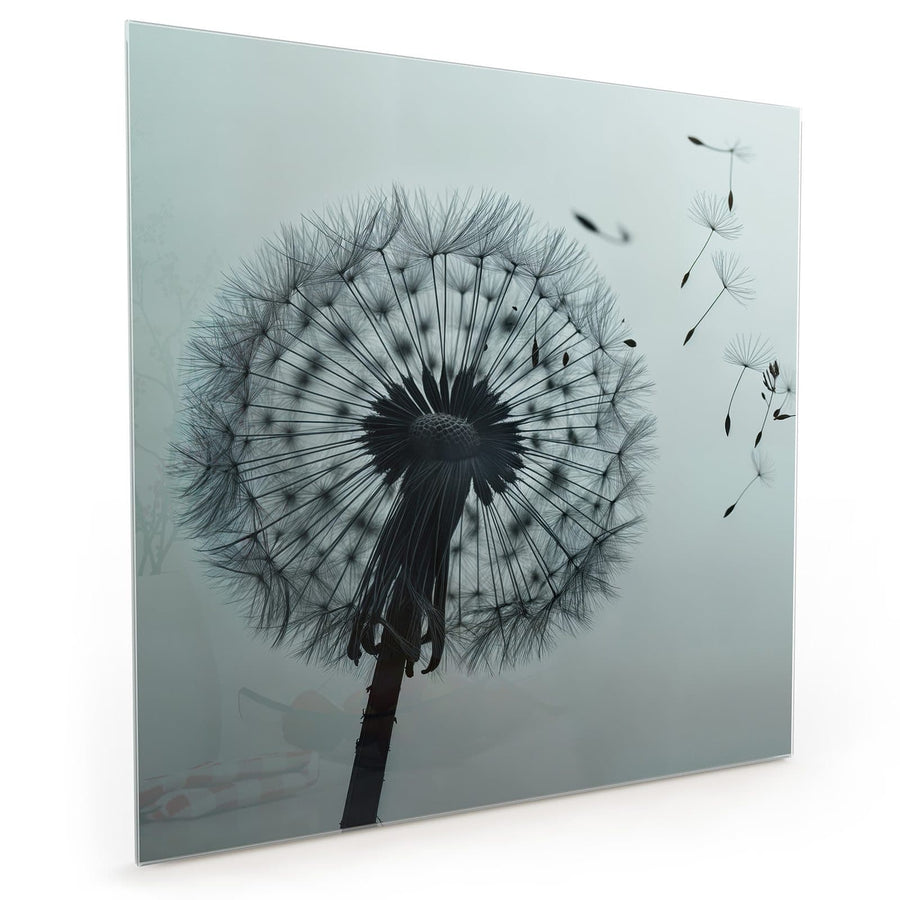 Maße Küchenrückwand Pusteblume in Graublau aus Glas
