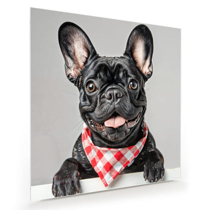Wandbild mit dem Motiv Bulldogge mit Halstuch