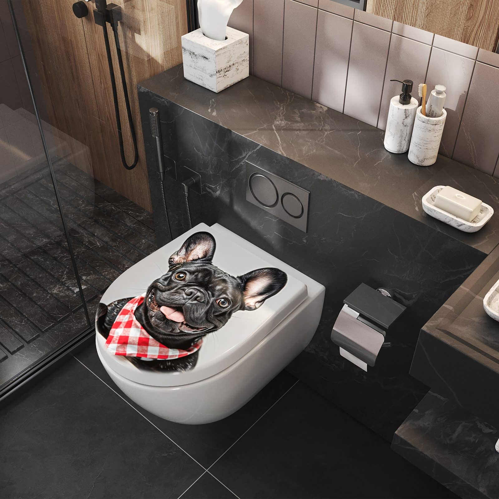WC-Sitz mit Absenkautomatik Französische Bulldogge
