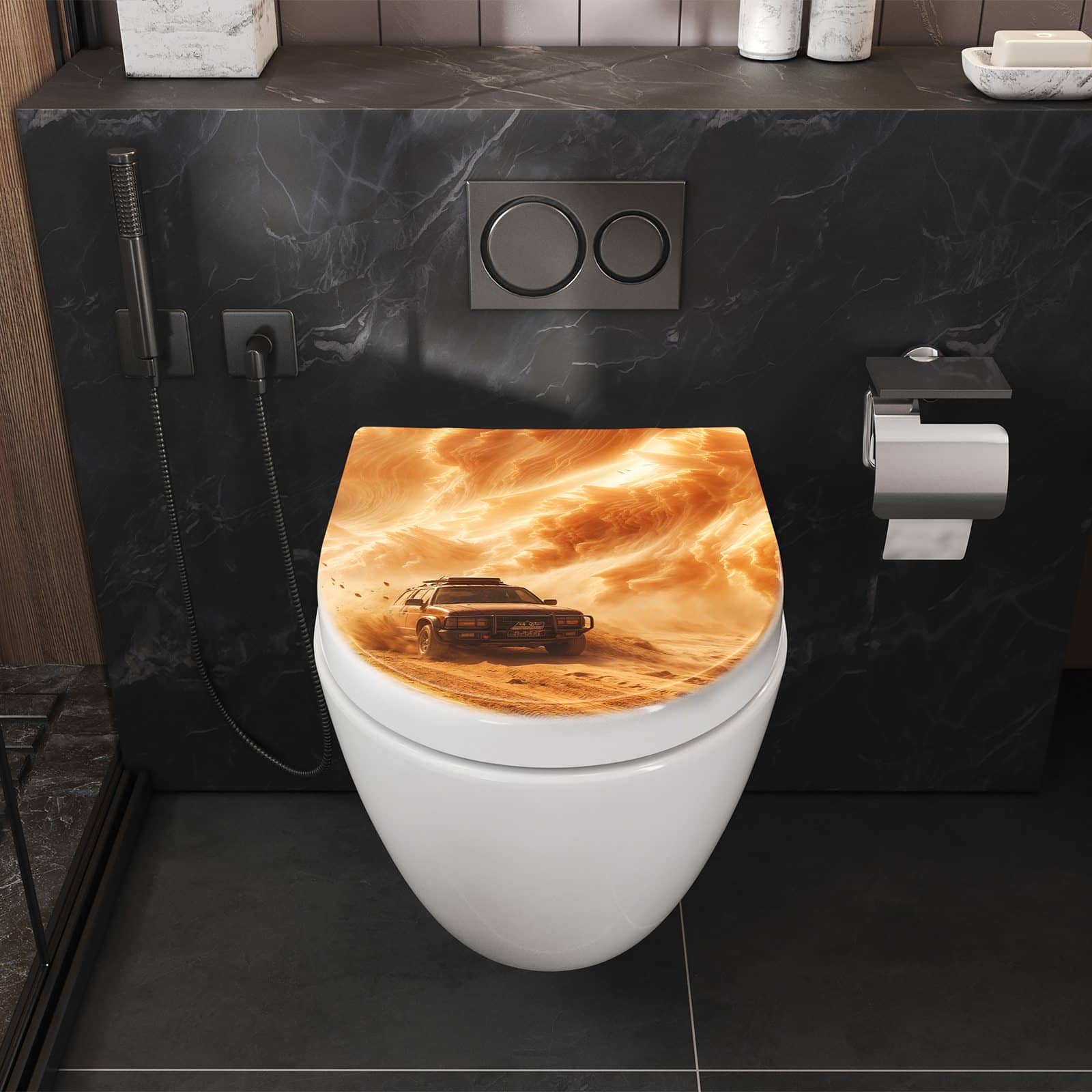 WC-Sitz mit Absenkautomatik Sandsturm Jeep Abenteuer