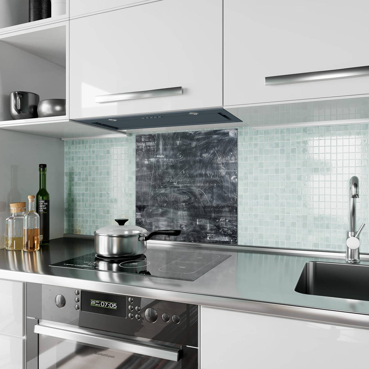 Küchenrückwand Kratzspuren in Schwarz aus Glas – Kratzspuren in Schwarz und Grau