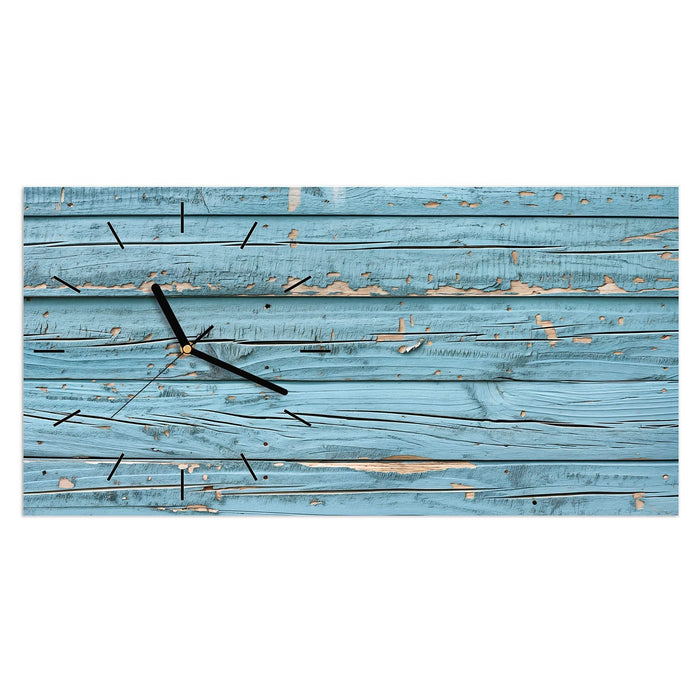 Wanduhr Gealtertes Holz aus Glas – Querformat 60 × 30 cm mit Ziffernblatt Linie