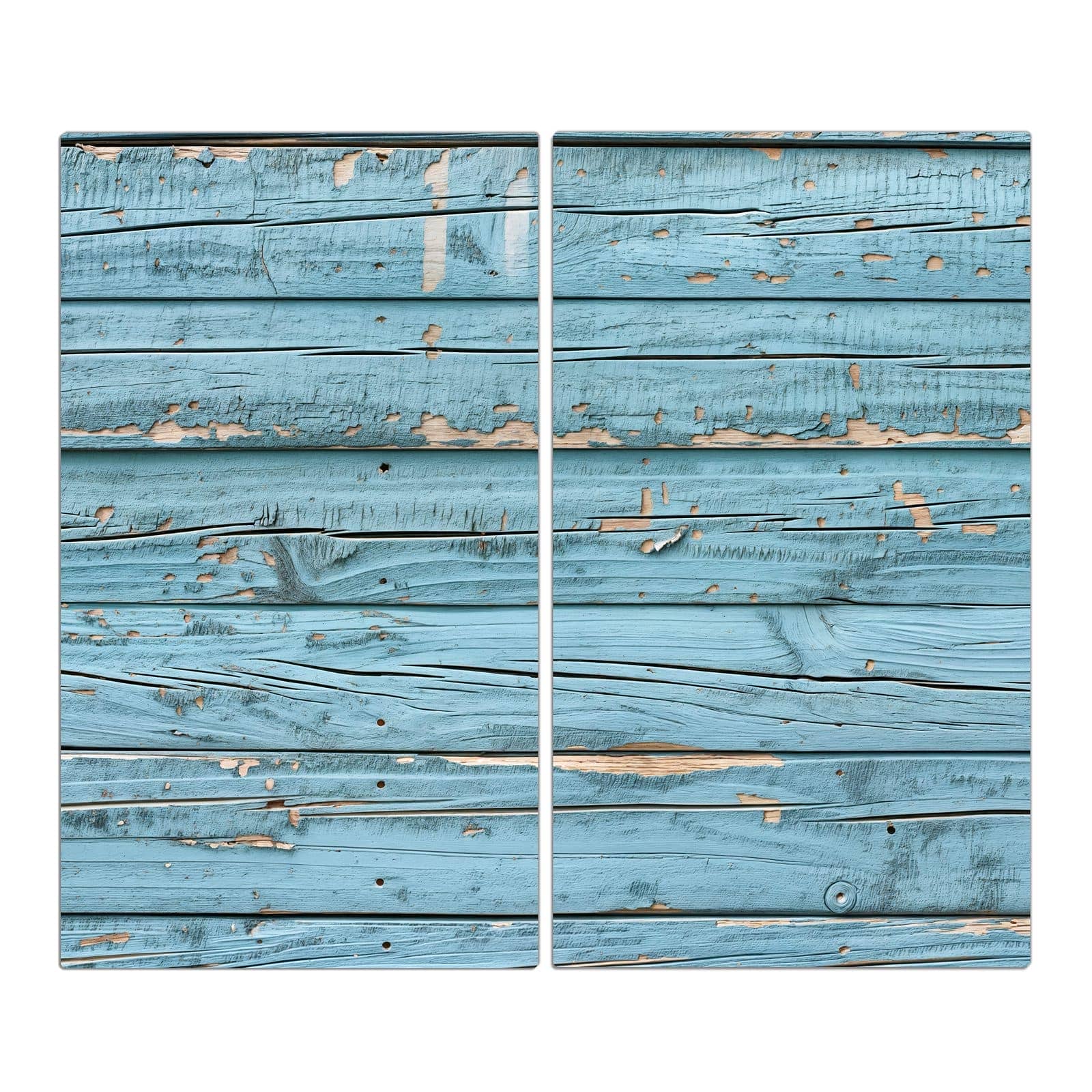 2-teilige Deckplatte aus Glas mit Verwittertes Holz-Motiv in der Frontansicht