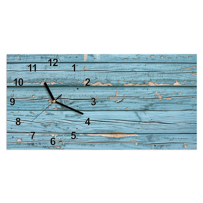 Wanduhr Gealtertes Holz aus Glas – Querformat 60 × 30 cm mit Ziffernblatt Modern