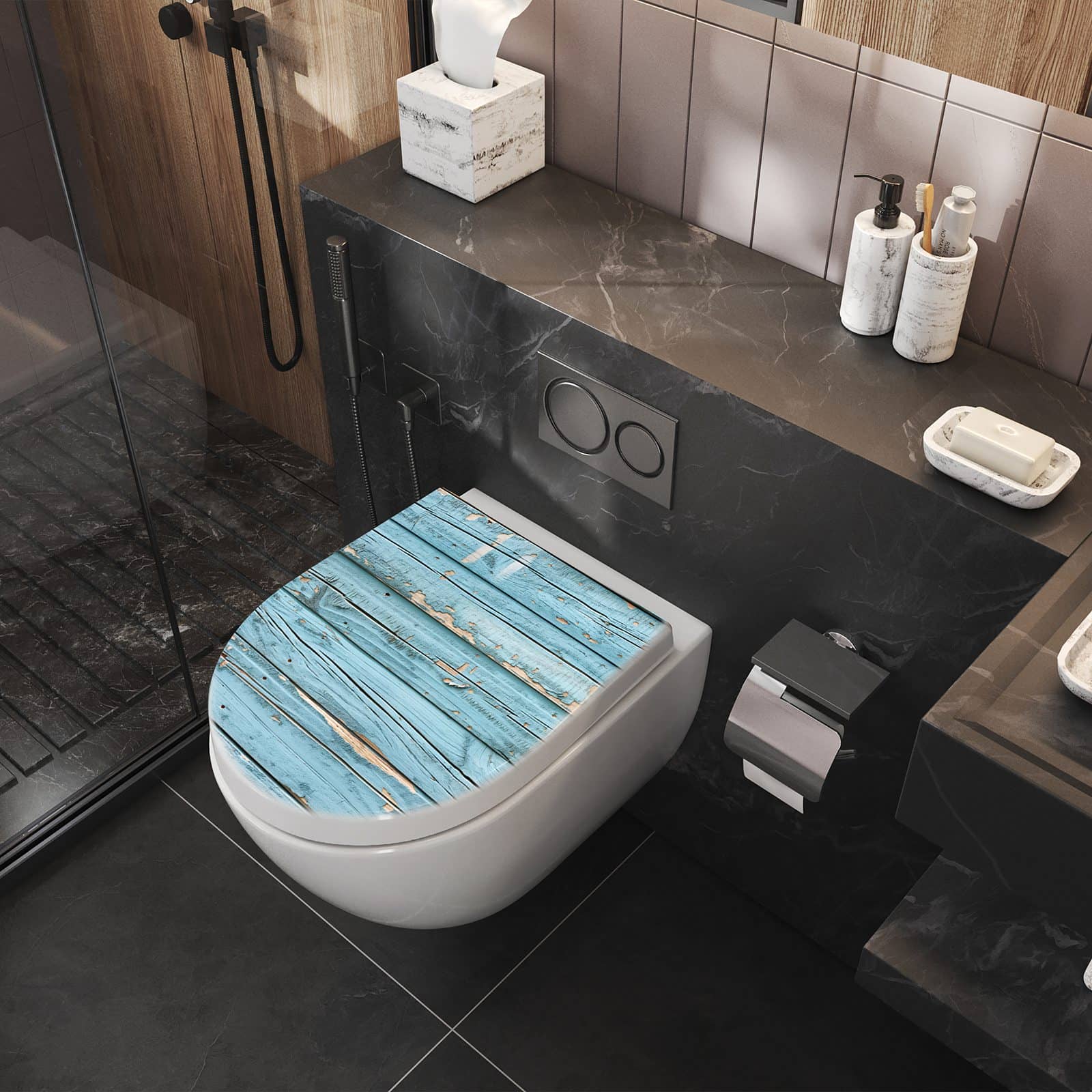 WC-Sitz mit Absenkautomatik Verwittertes Holz