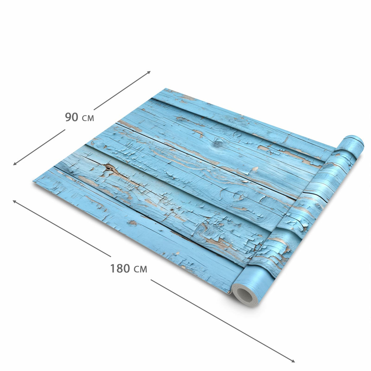 Langlebiger abwaschbarer Küchenläufer mit Motiv Altes Holzblau in der Grösse 60x90 cm