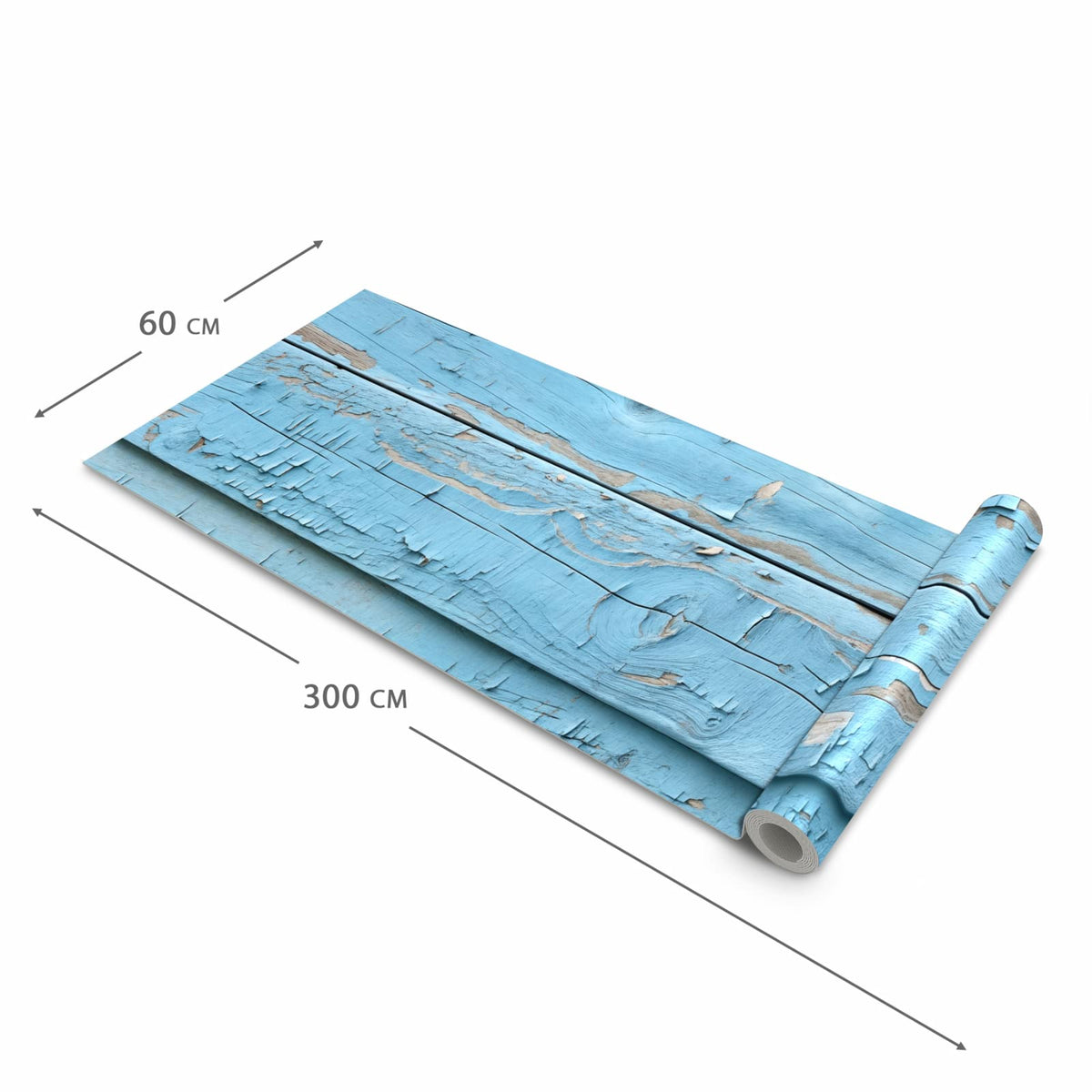 Rutschfester waschbarer Küchenläufer mit Motiv Altes Holzblau in der Größe 60x300 cm