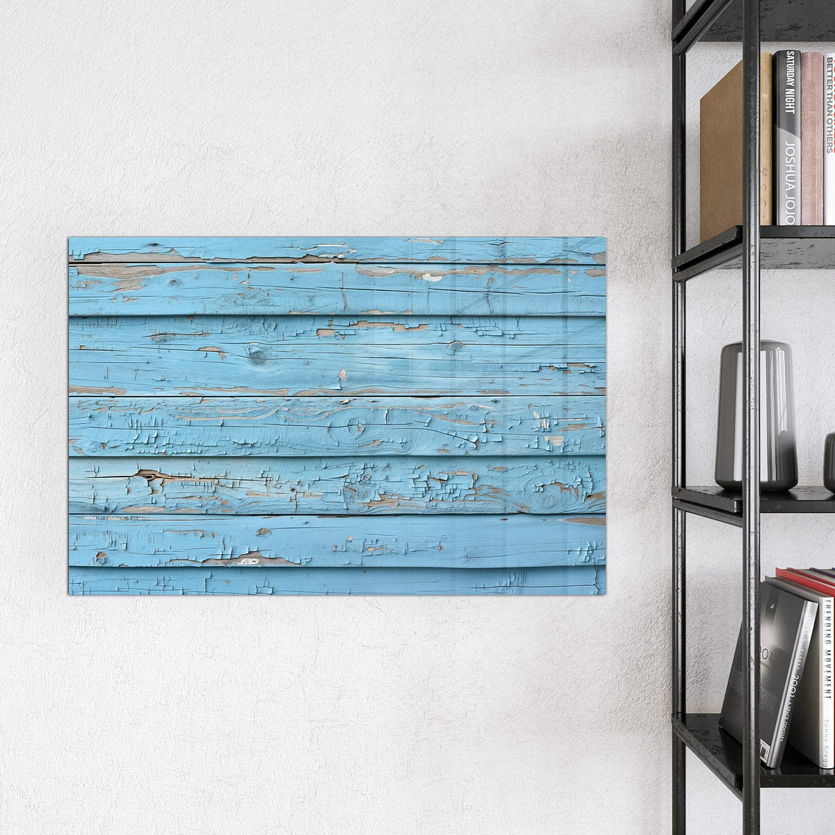 Magnettafel - Blaues Vintage-Holz – Himmelblaue Planken mit abgeplatzter Farbe