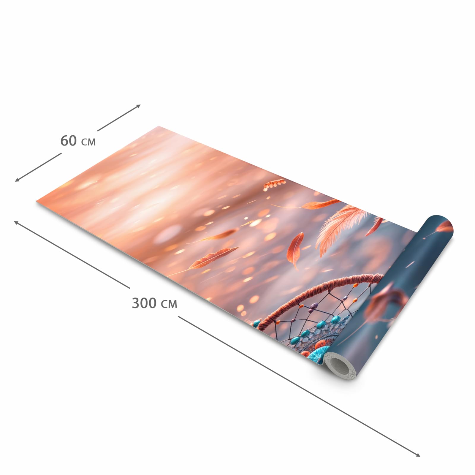 Rutschfester Küchenteppich mit Motiv Traumfänger Federn in der Grösse 60x300 cm spart Zeit