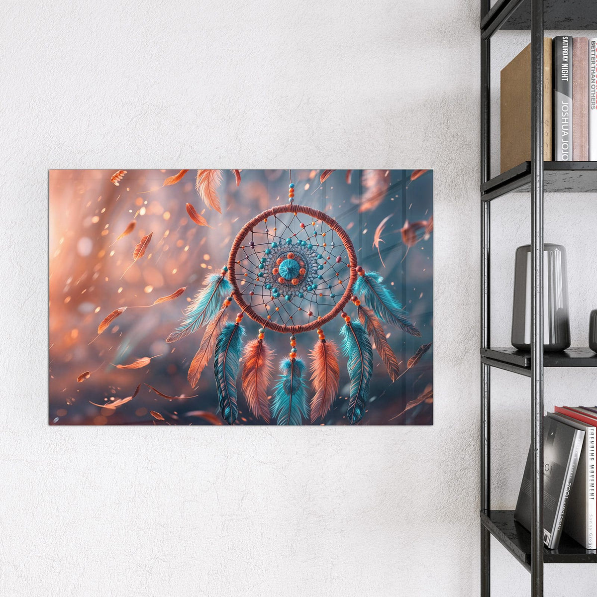 Magnettafel - Traumfänger mit Federn – Traumfänger mit Federn und Perlen