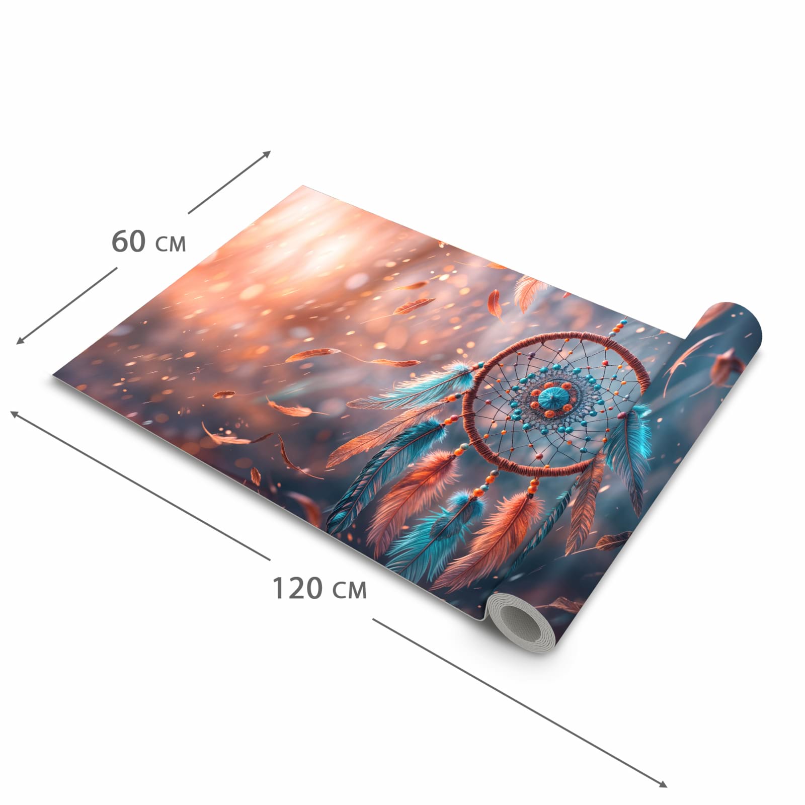 Bodenläufer mit Motiv Traumfänger Federn in der Grösse 60x300 cm für Ordnung & Übersicht