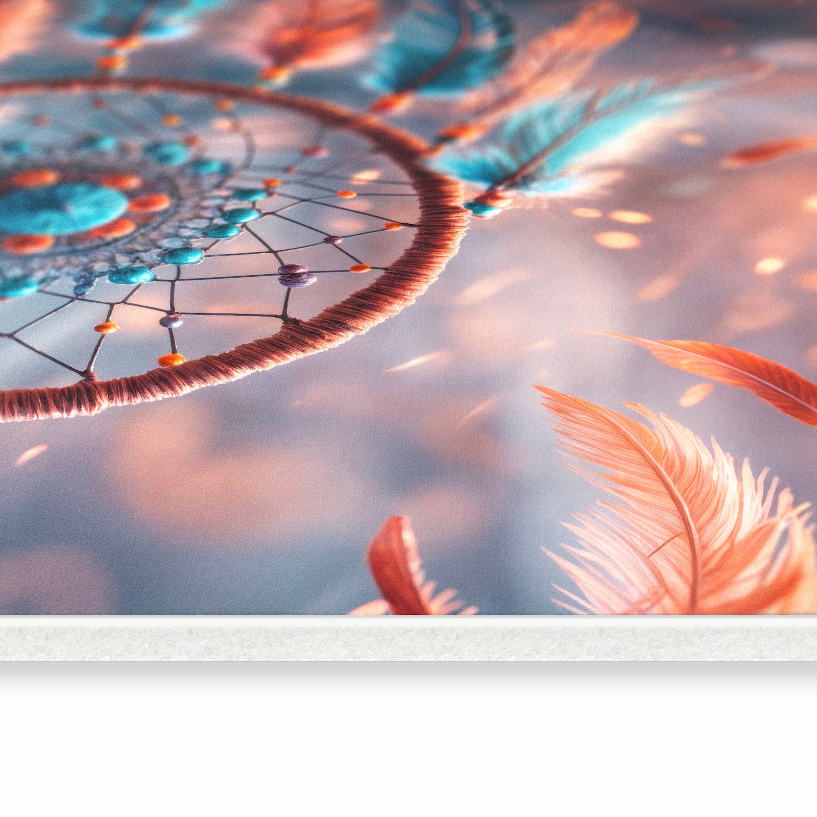 Rutschfester Küchenläufer mit Motiv Traumfänger Federn in seitlicher Ansicht