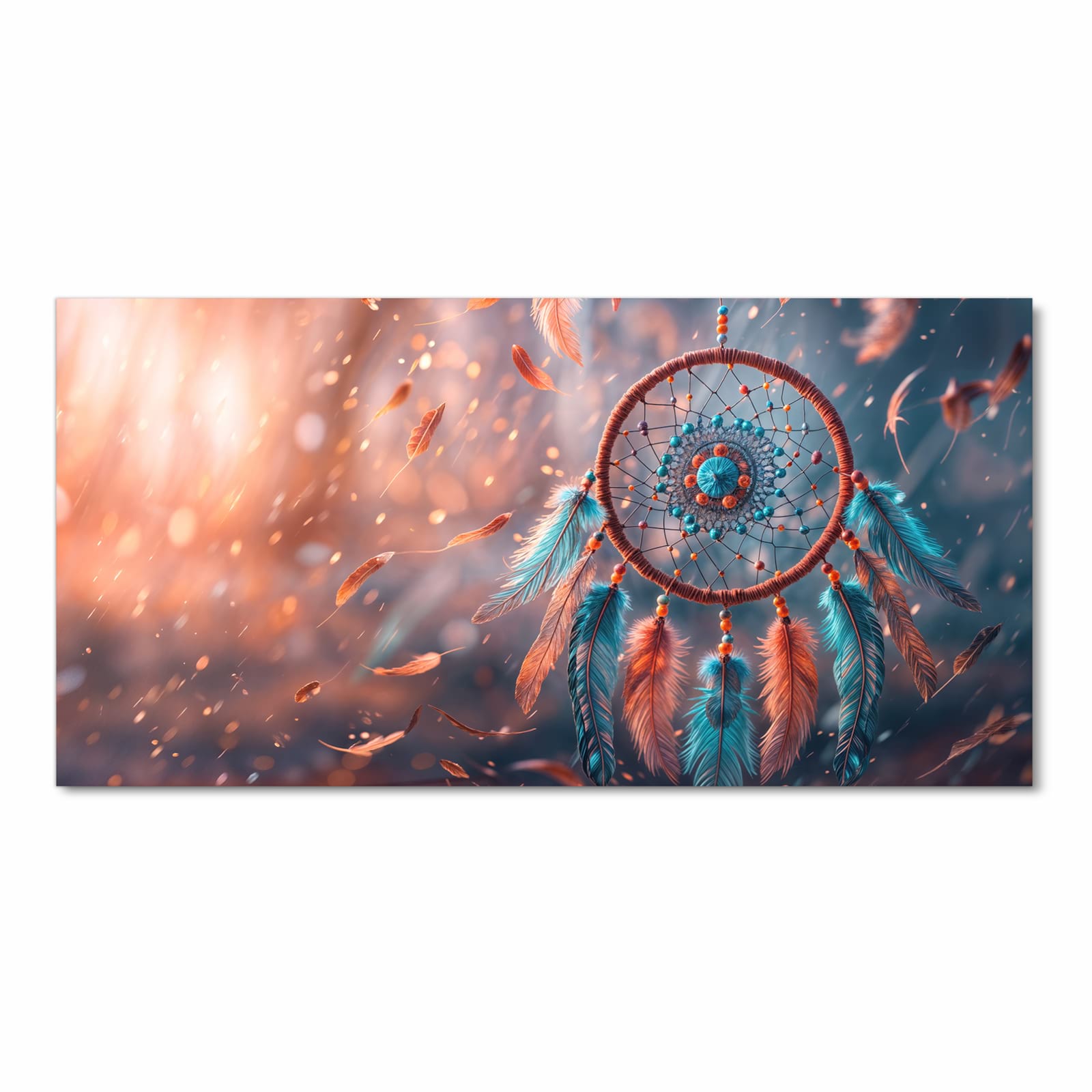 Küchenteppich mit Motiv Traumfänger Federn in Frontansicht für sicheres Aufbewahren