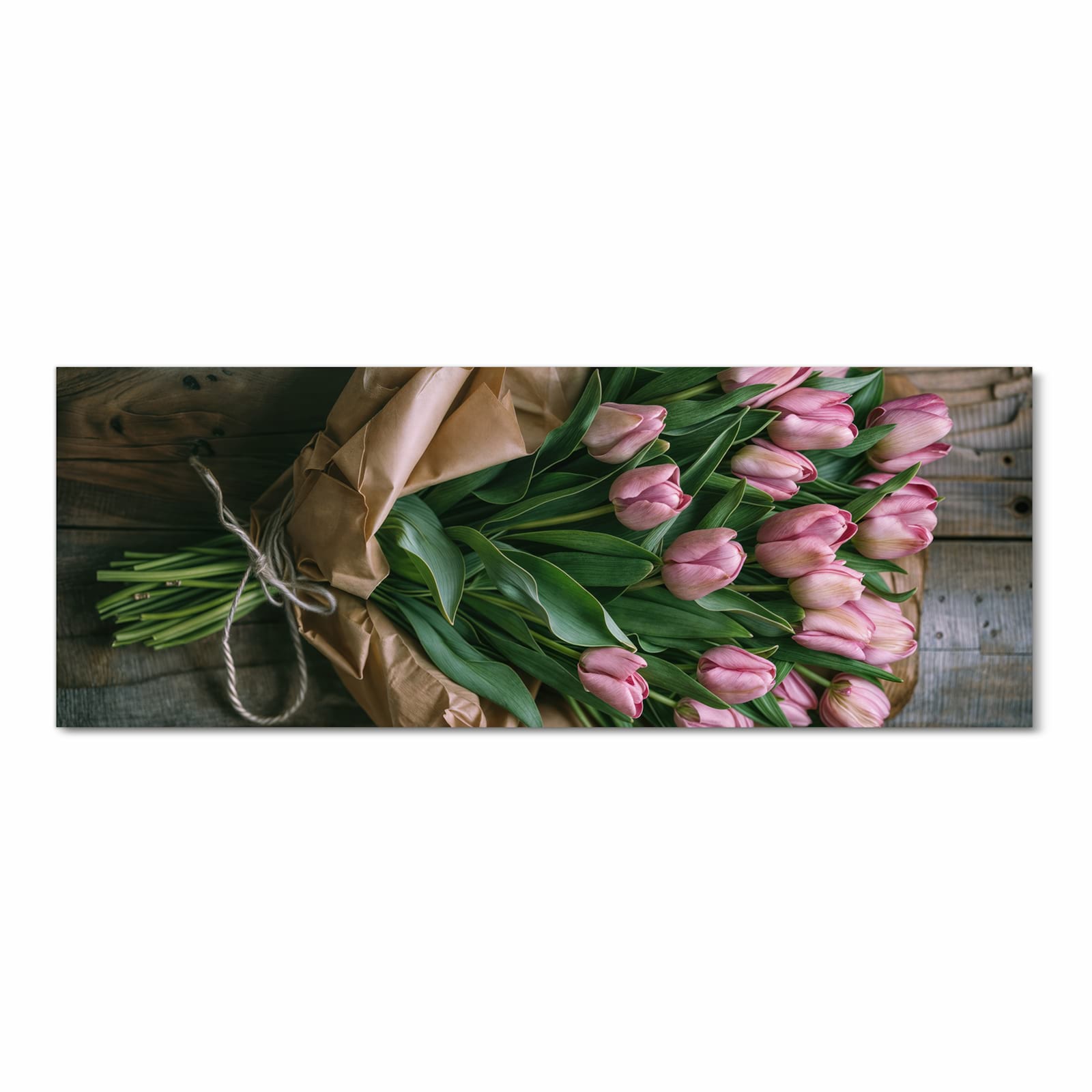 Formstabiler Küchenteppich mit Motiv Rosa Tulpenstrauss in Frontansicht