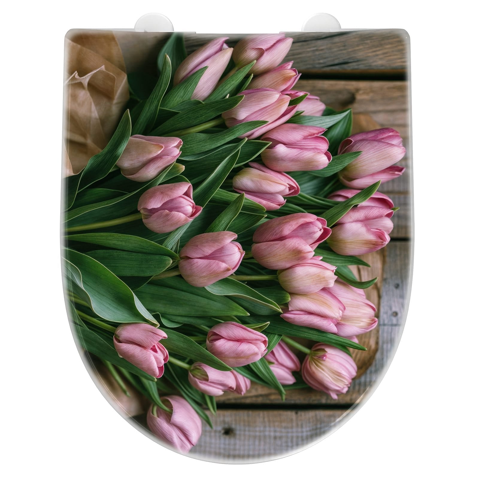 WC-Sitz mit Absenkautomatik Rosa Tulpenstrauss