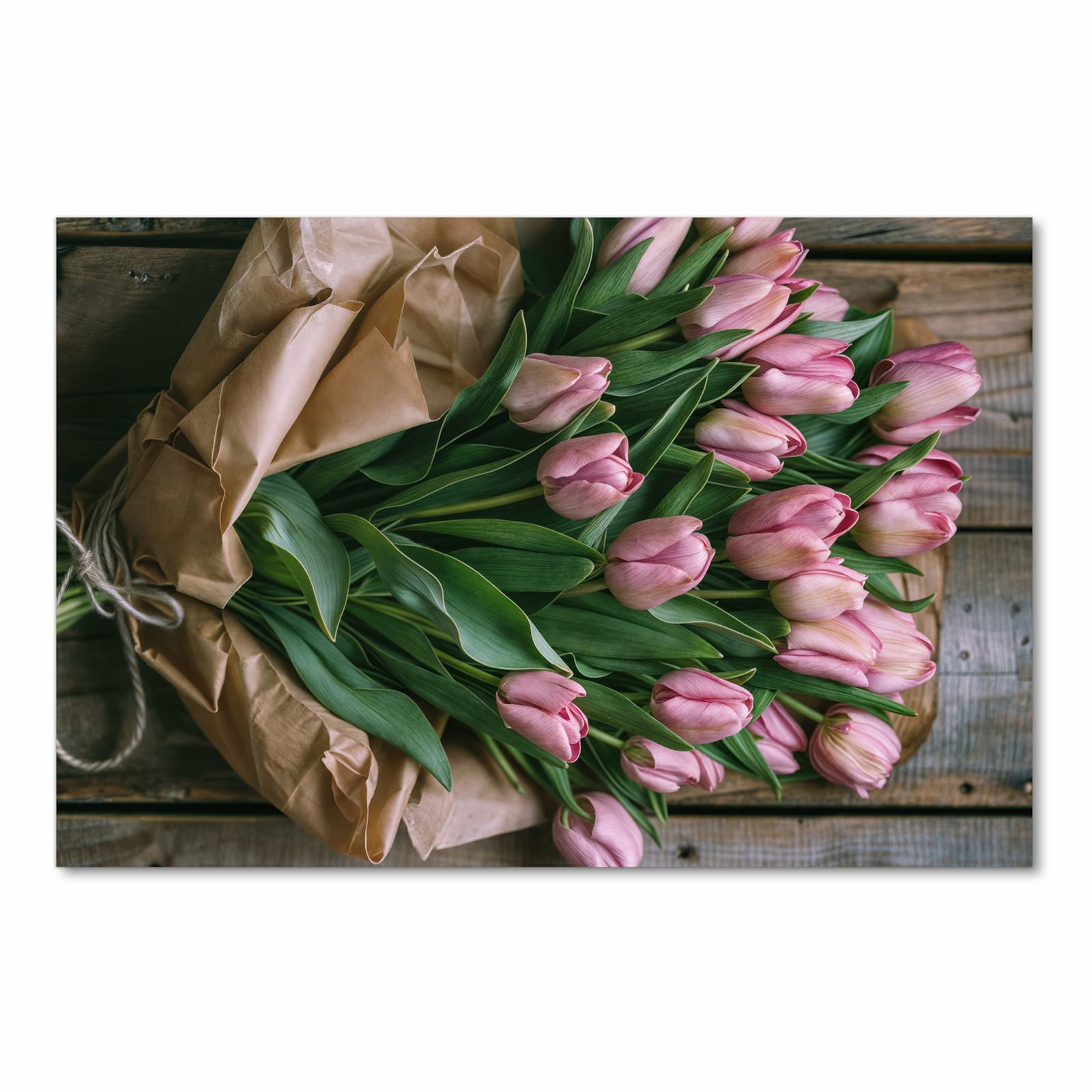 Bodenschonender Küchenteppich mit Motiv Rosa Tulpenstrauss in Frontansicht