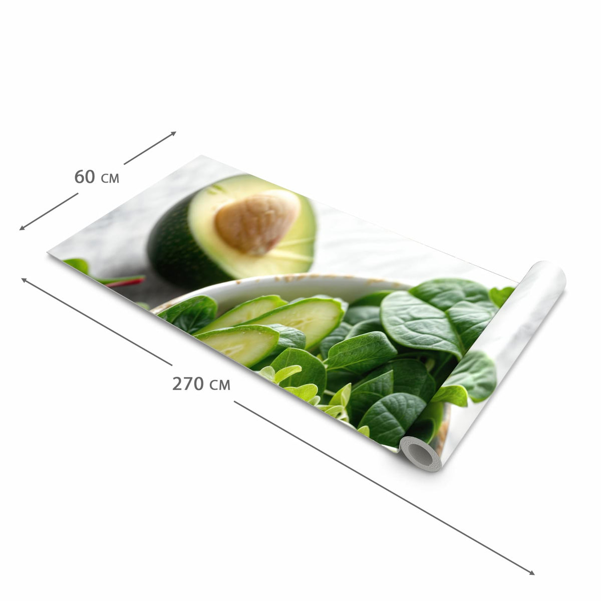 Geräuschdämpfender Küchenteppich mit Motiv Gesunder Salat in der Größe 60x270 cm