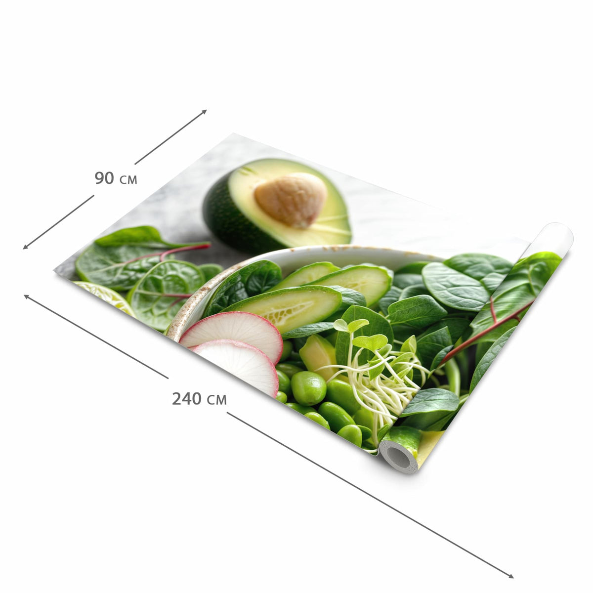 Langlebiger Küchenläufer mit Motiv Gesunder Salat in der Grösse 60x270 cm