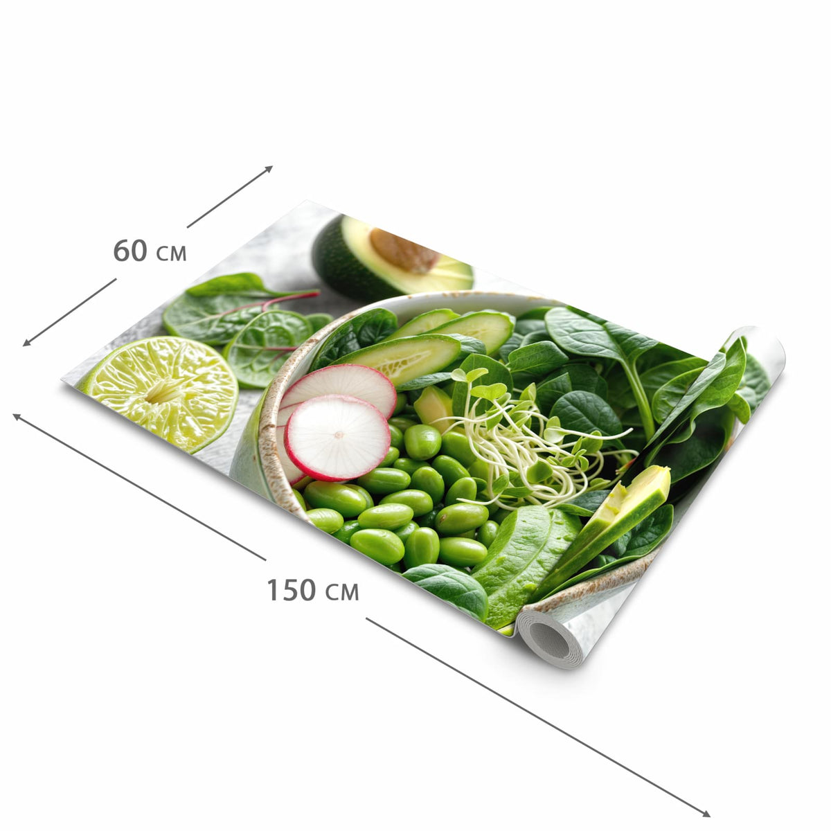 Formstabiler Küchenteppich mit Motiv Gesunder Salat in der Grösse 60x270 cm