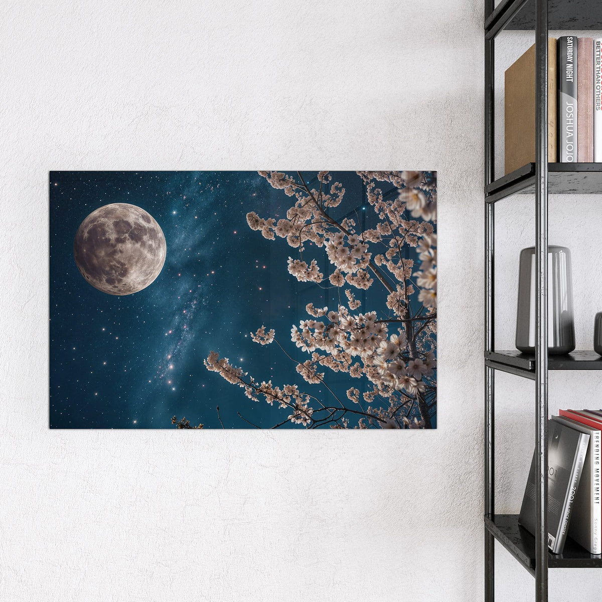Magnettafel - Blüten unter Sternen – Kirschblüten vor dem Sternenhimmel