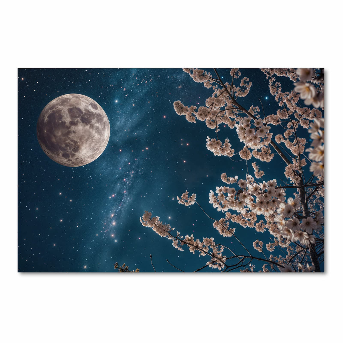 Strapazierfähiger Läufer für Eingangsbereich mit Motiv Mondblumen Nacht in Frontansicht