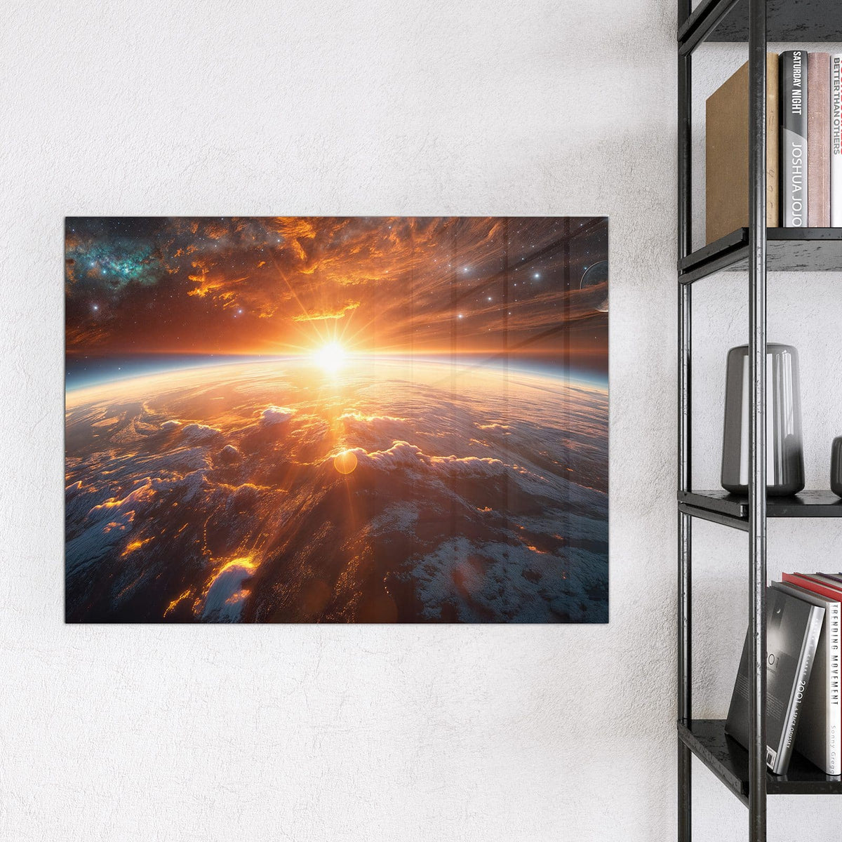 Glas Magnettafel - Morgenrot über der Erde – Sonnenaufgang über der Erdkrümmung