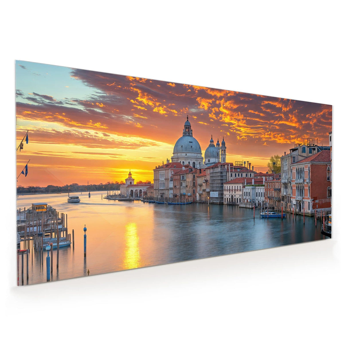 Küchenrückwand aus Glas im Hochformat mit Motiv Venedig im Abendrot