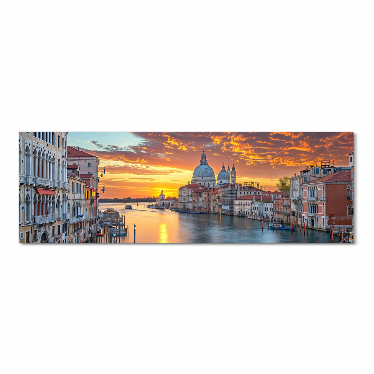 Langlebiger Küchenläufer mit Motiv Venedig bei Sonnenuntergang in Frontansicht für moderne Küchen