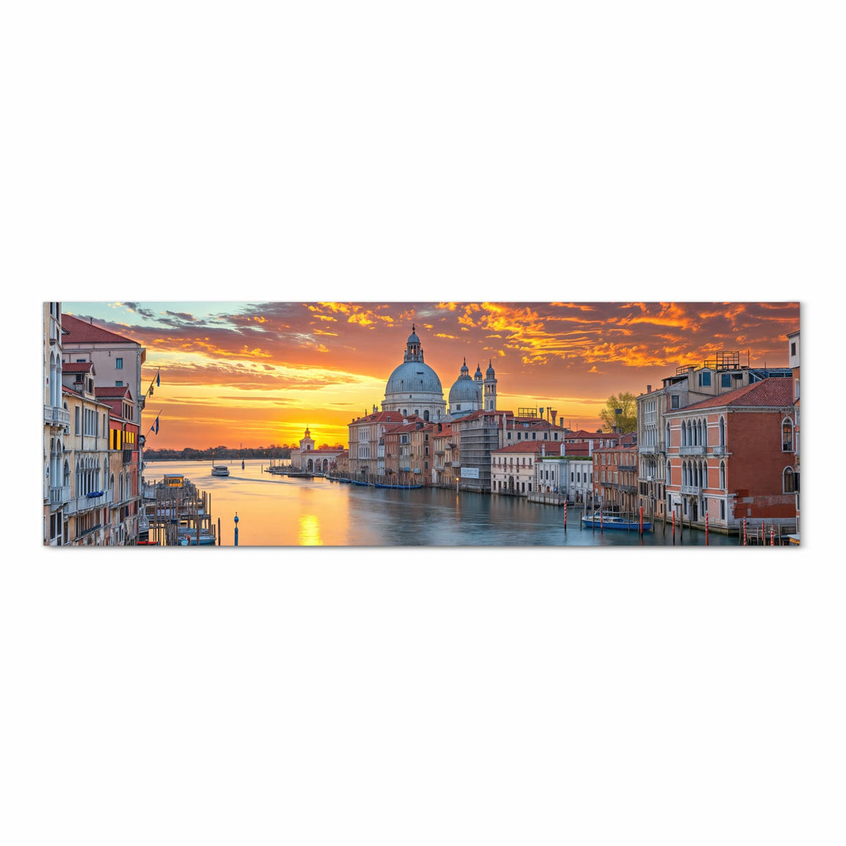 Bodenschonender abwaschbarer Küchenteppich mit Motiv Venedig bei Sonnenuntergang in Frontansicht