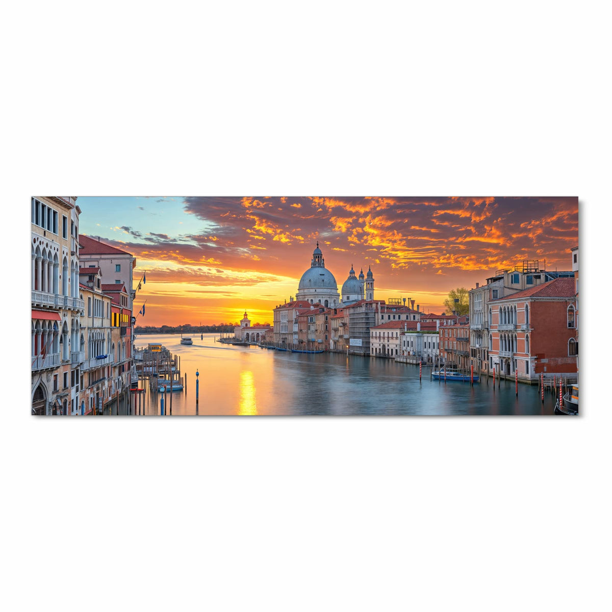 Waschbarer rutschfester Küchenläufer mit Motiv Venedig bei Sonnenuntergang in Frontansicht