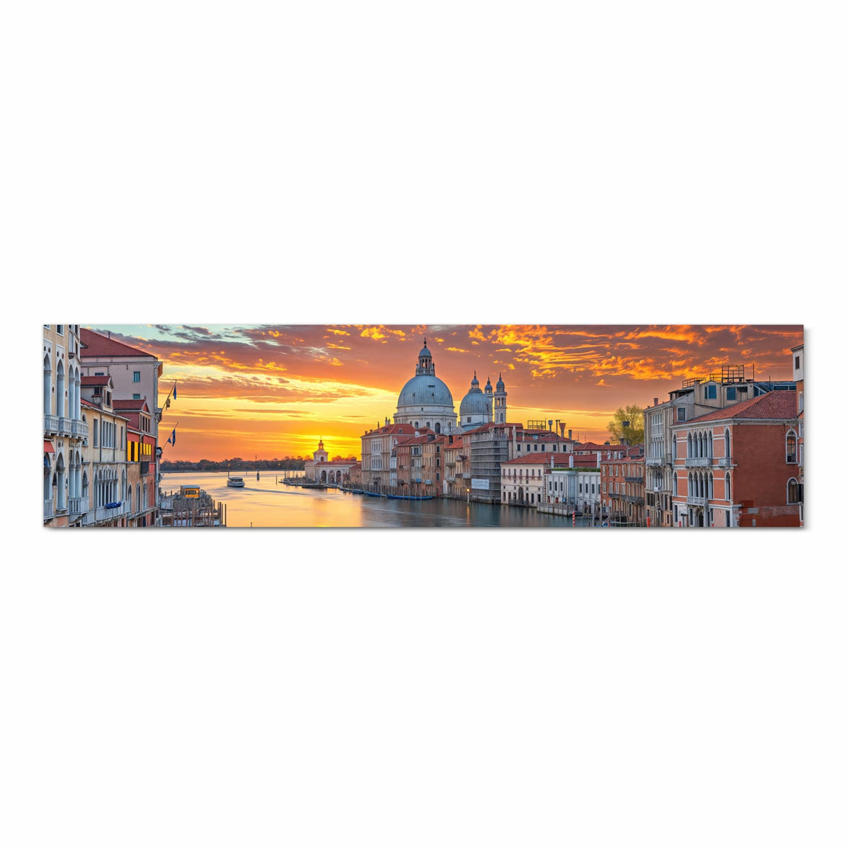 Formstabiler Küchenteppich mit Motiv Venedig bei Sonnenuntergang in Frontansicht