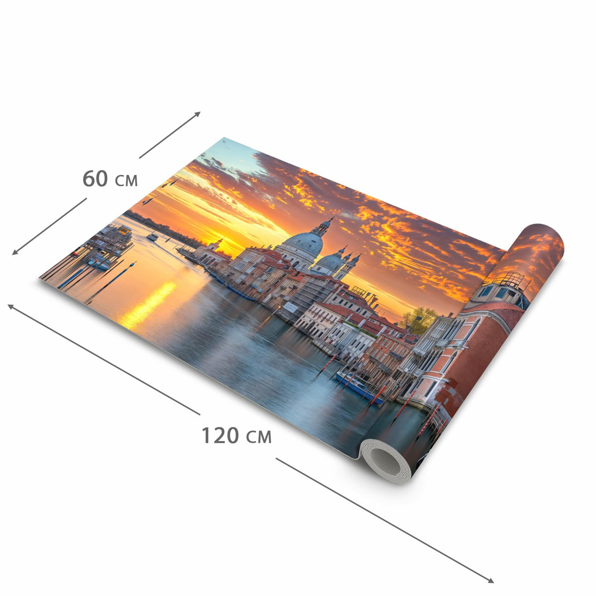 Geräuschdämpfender Teppich für die Küche mit Motiv Venedig bei Sonnenuntergang in der Größe 60x180 cm