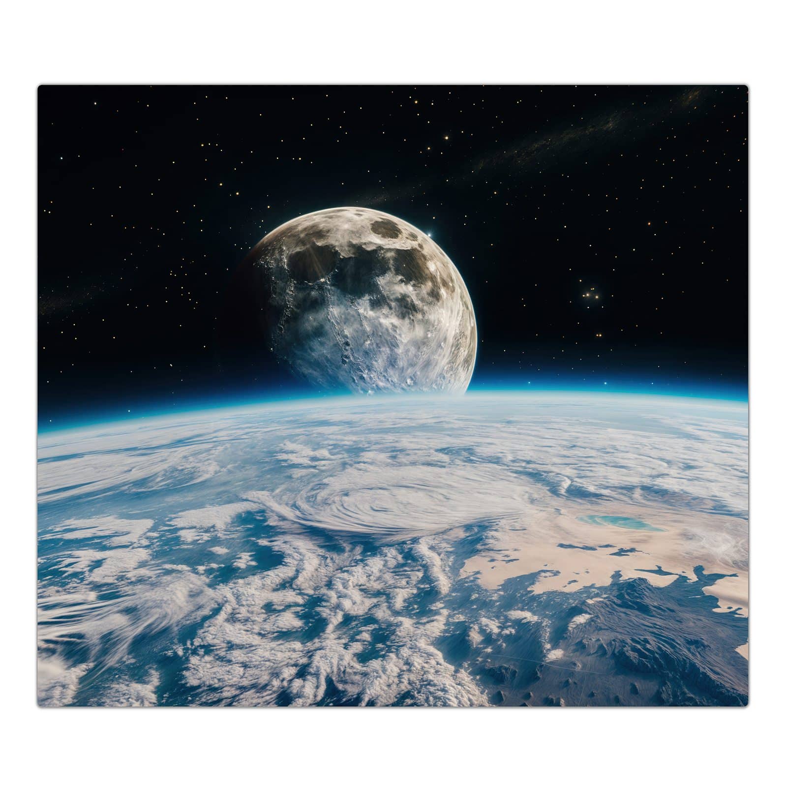 1-teilige Herdabdeckplatte mit Mondüberblick-Motiv in der Frontansicht #grösse_1-Teilig (60x52cm)