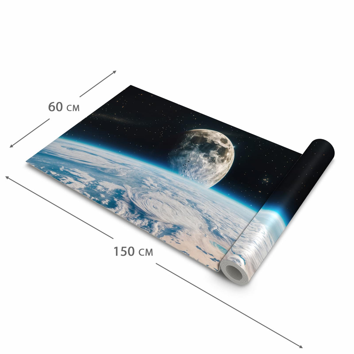 Strapazierfähiger waschbarer Küchenläufer mit Motiv Mondüberblick in der Größe 60x180 cm